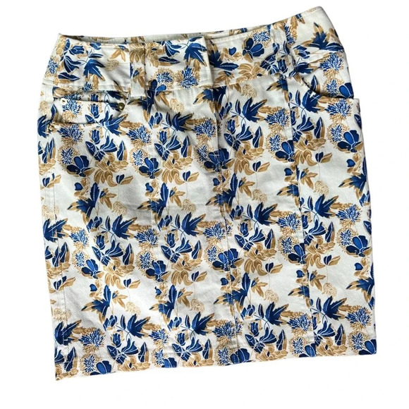 Etcetera Floral Stretch Denim Mini Pencil Skirt - Picture 1 of 8